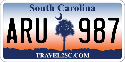 SC license plate ARU987