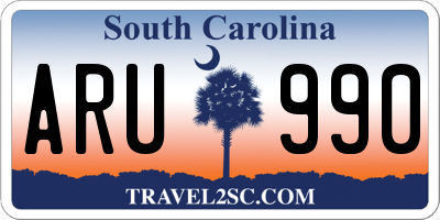 SC license plate ARU990