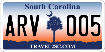 SC license plate ARV005
