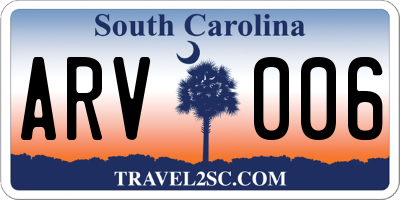 SC license plate ARV006