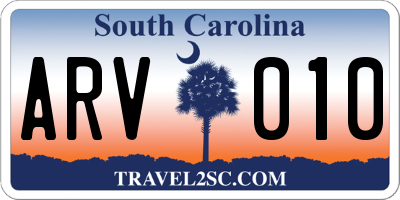 SC license plate ARV010