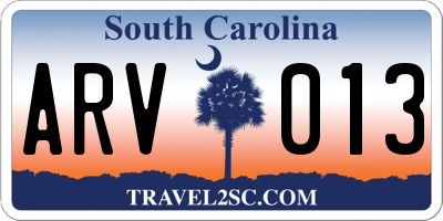 SC license plate ARV013