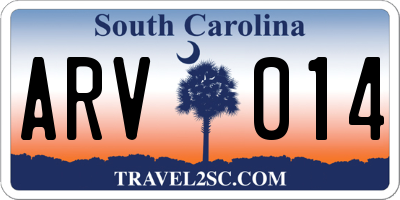 SC license plate ARV014