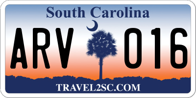 SC license plate ARV016
