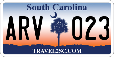 SC license plate ARV023