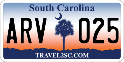 SC license plate ARV025