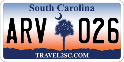 SC license plate ARV026