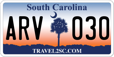 SC license plate ARV030