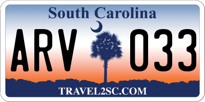 SC license plate ARV033