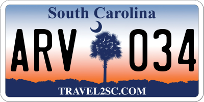 SC license plate ARV034