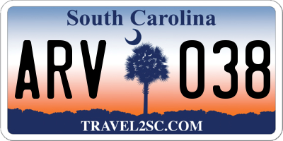 SC license plate ARV038