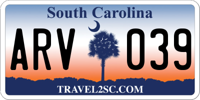 SC license plate ARV039
