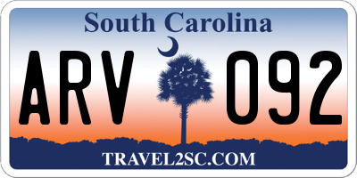 SC license plate ARV092