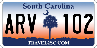 SC license plate ARV102