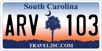 SC license plate ARV103