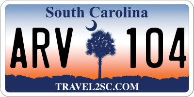 SC license plate ARV104