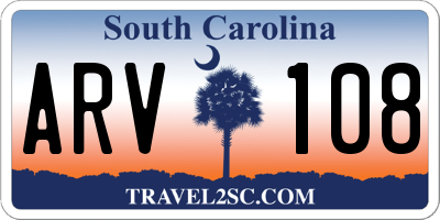 SC license plate ARV108