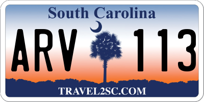 SC license plate ARV113