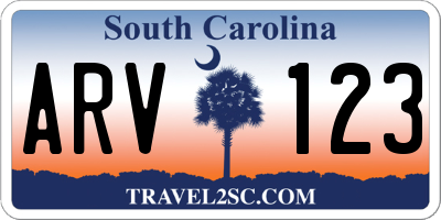 SC license plate ARV123