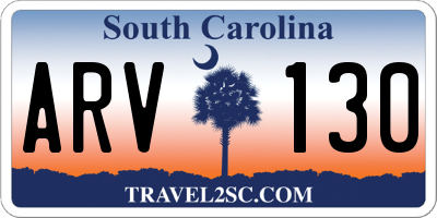 SC license plate ARV130
