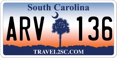 SC license plate ARV136