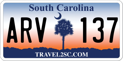 SC license plate ARV137