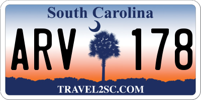 SC license plate ARV178