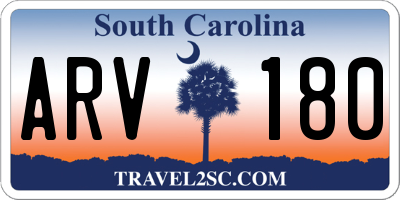SC license plate ARV180