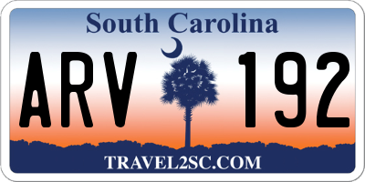SC license plate ARV192