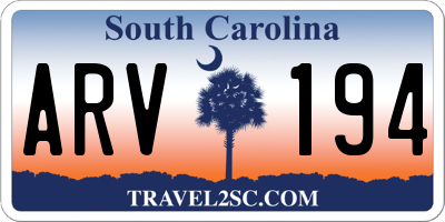 SC license plate ARV194