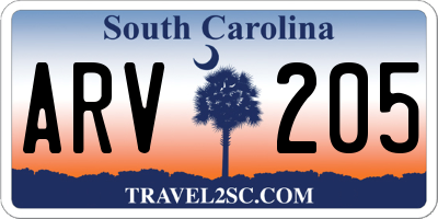 SC license plate ARV205