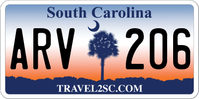SC license plate ARV206