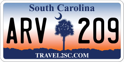SC license plate ARV209