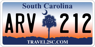 SC license plate ARV212