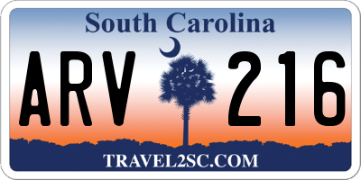 SC license plate ARV216