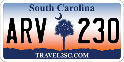 SC license plate ARV230