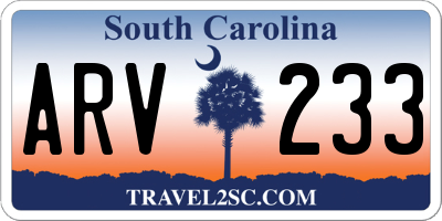 SC license plate ARV233