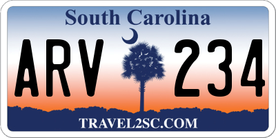 SC license plate ARV234
