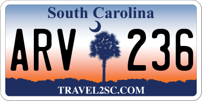 SC license plate ARV236