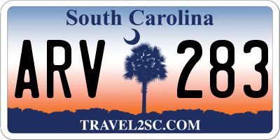 SC license plate ARV283