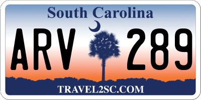 SC license plate ARV289
