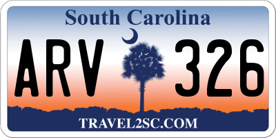 SC license plate ARV326