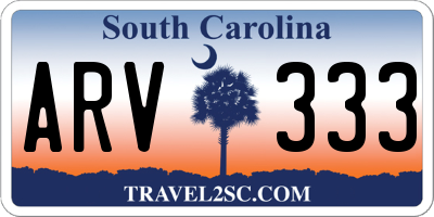SC license plate ARV333
