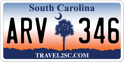 SC license plate ARV346