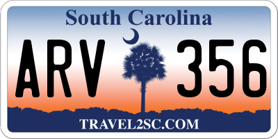 SC license plate ARV356