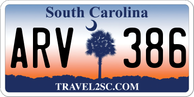 SC license plate ARV386