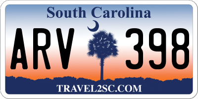 SC license plate ARV398