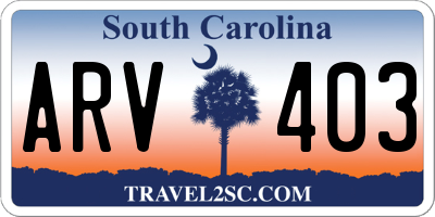 SC license plate ARV403