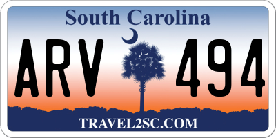 SC license plate ARV494