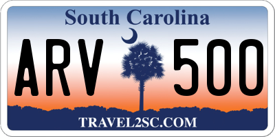 SC license plate ARV500